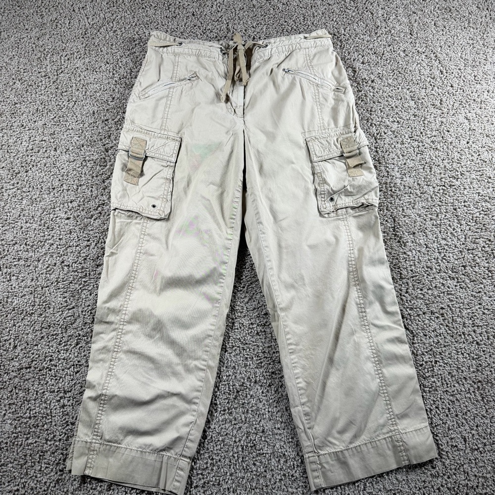 J Crew tan cargo capri pants 8 adjustable casual hiking‎ travel outdoor women